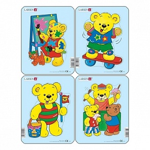 Пазл – Медвежата, 4 вида, 5 деталей (Larsen, Y1k)